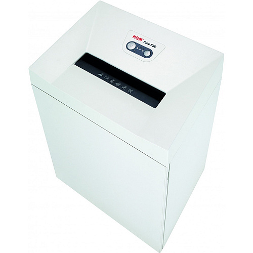 HSM Pure 530 - 3/16" x 1 1/8" Continuous Shredder - Particle Cut - 16 Per Pass - for shredding Staples, Paper, Paper Clip, Credit Card, CD, DVD - 0.188" x 1.125" Shred Size - P-4/O-3/T-4/E-3/F-1 - 11.81" Throat - 21.10 gal Wastebin Capacity - Wh (2353113)