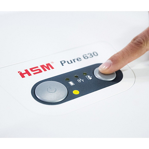 HSM Pure 630 - 3/16" x 1 1/8" Continuous Shredder - Particle Cut - 22 Per Pass - for shredding Staples, Paper, Paper Clip, Credit Card, CD, DVD - 0.188" x 1.125" Shred Size - P-4/O-3/T-4/E-3/F-1 - 12.20" Throat - 34.30 gal Wastebin Capacity - Wh (2363113)