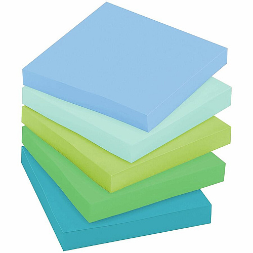 Post-it&reg; Recycled Super Sticky Notes 70 - 3" Flag/Note Width x 3" Flag/Note Length - Square - 70 Sheets per Pad - Assorted Oasis - Adhesive - Recycled - 12 / Pack (654R12SST)
