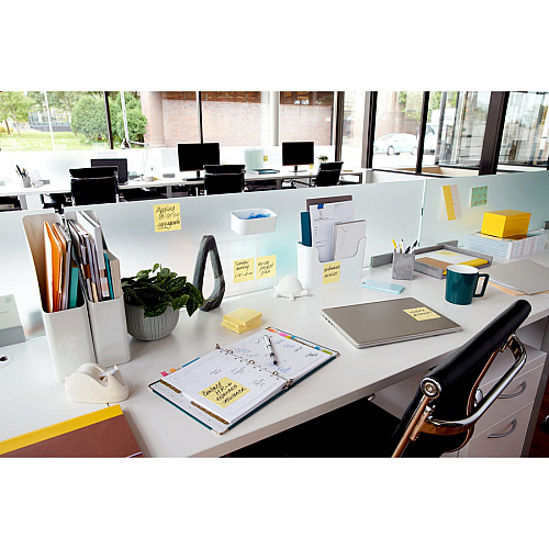 Post-it&reg; Recycled Super Sticky Notes 70 - 3" Flag/Note Width x 3" Flag/Note Length - Square - 70 Sheets per Pad - Canary Yellow - Adhesive - Recycled - 5 / Pack (654R5SSCY)