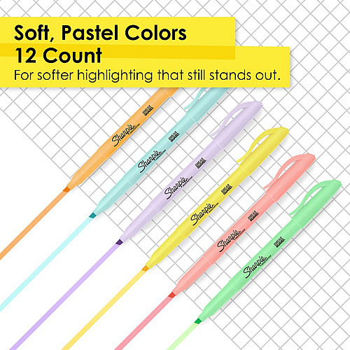 Sharpie Accent Highlighters w/Smear Guard Chisel Marker Point Style - Assorted - 12 / Dozen (2157482)