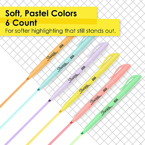 Sharpie Accent Highlighters w/Smear Guard Chisel Marker Point - Assorted Ink - 6 / Pack (2157486)