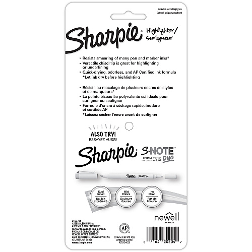 Sharpie Accent Highlighters w/Smear Guard Chisel Marker Point - Assorted Ink - 6 / Pack (2157486)