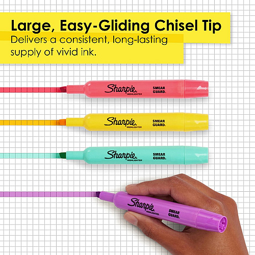 Sharpie SmearGuard Tank Style Highlighters Wide Chisel, Narrow Narrow Marker Point - Assorted Ink - 12 / Pack (2157492)
