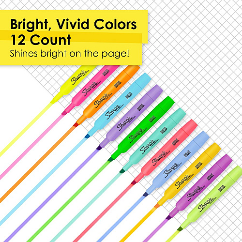 Sharpie SmearGuard Tank Style Highlighters Wide Chisel, Narrow Narrow Marker Point - Assorted Ink - 12 / Pack (2157492)