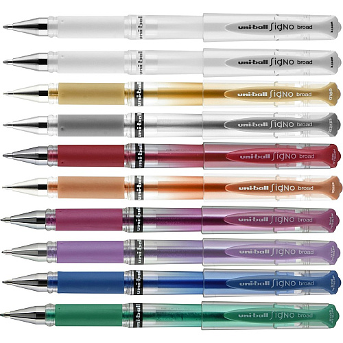 uni-ball uniball&trade; Gel Impact Metallic Ink Pen 1 mm Bold Pen Point - Assorted Ink - Gel-based - 10 / Pack (70295)