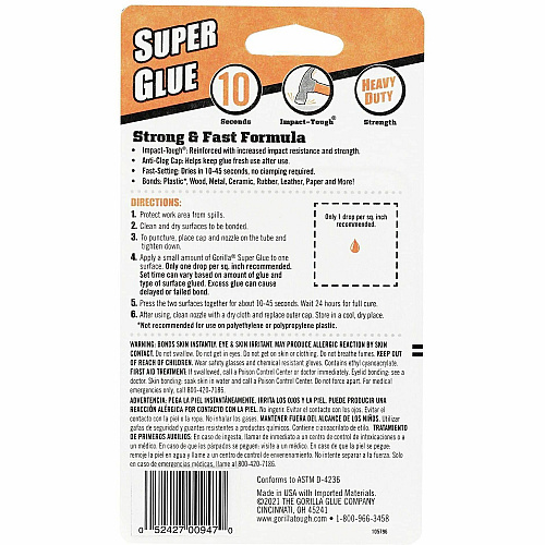 Gorilla Glue Super Glue 3g Tubes (105800)