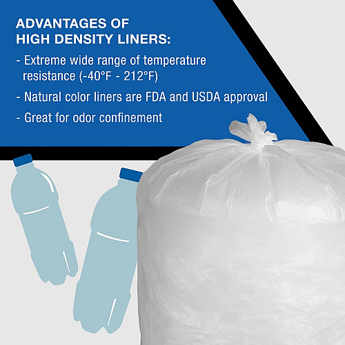 Everyday Genuine Joe High-Density Can Liners 10 gal Capacity - 24" Length x 24" Width x 0.20 mil (5 Micron) Thickness - High Density - Natural - Resin - Office Waste, Receptacle - 1000 / Carton (HD242406)