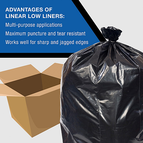 Everyday Genuine Joe Low-Density Can Liners 45 gal Capacity - 46" Length x 40" Width x 1.10 mil (28 Micron) Thickness - Low Density - Black - Resin - Office Waste, Receptacle - Recycled - 100 / Carton (LD404615)
