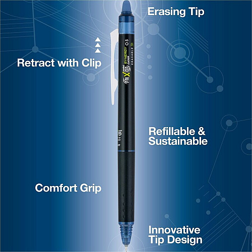 FriXion Synergy Clicker Erasable Gel Pen Extra Fine Pen Point - Retractable - Erasable - Navy Ink - Thermosensitive Gel Ink - Document, Calendar, Planner - 1 Dozen (17366)