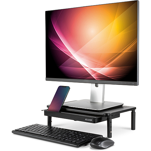 Allsop Metal Art Tri-Level Monitor Stand Up to 27" Screen Support - 30 lb Load Capacity - Powder Coated - Metal - Black (32545)