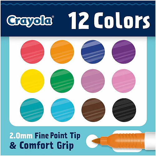 Crayola Doodle Markers Fine Marker Point - Multicolor Ink - 12 / Pack (588312)