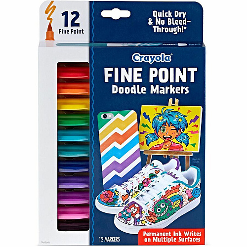 Crayola Doodle Markers Fine Marker Point - Multicolor Ink - 12 / Pack (588312)