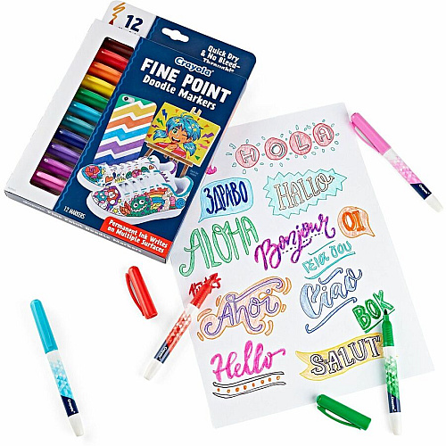 Crayola Doodle Markers Fine Marker Point - Multicolor Ink - 12 / Pack (588312)
