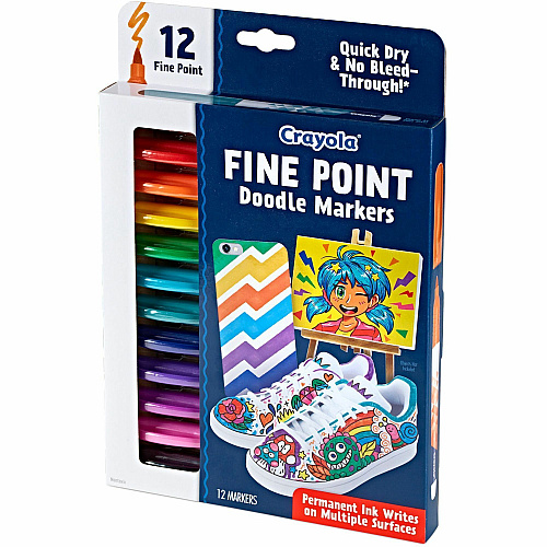 Crayola Doodle Markers Fine Marker Point - Multicolor Ink - 12 / Pack (588312)