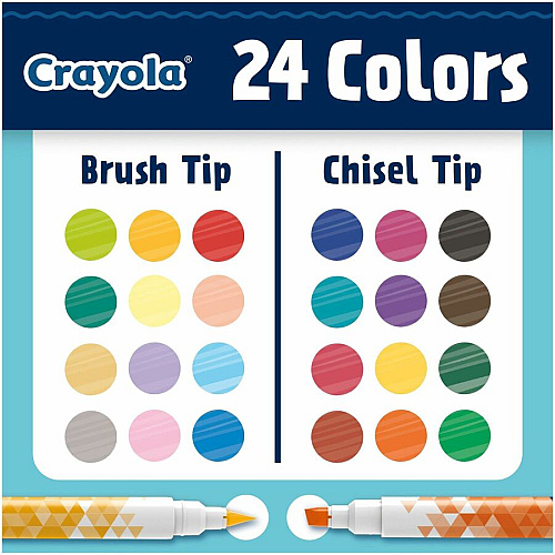 Crayola Dual-Ended Markers Chisel, Brush Marker Point - Multicolor Ink - 12 / Pack (588314)