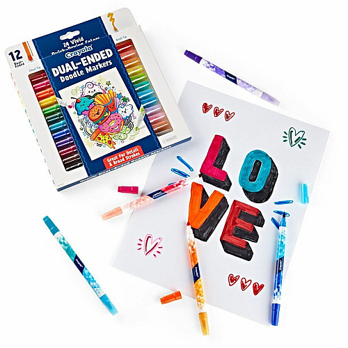 Crayola Dual-Ended Markers Chisel, Brush Marker Point - Multicolor Ink - 12 / Pack (588314)