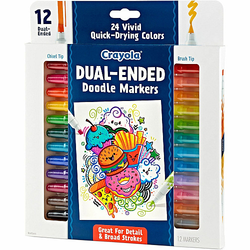 Crayola Dual-Ended Markers Chisel, Brush Marker Point - Multicolor Ink - 12 / Pack (588314)