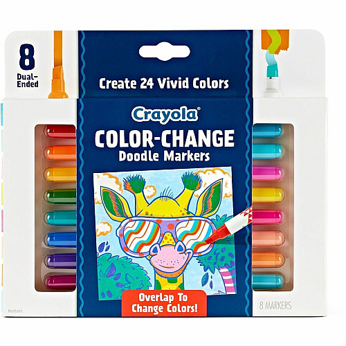 Crayola Color Change Doodle Markers Chisel Marker Point - Multicolor Ink - 8 / Pack (588315)