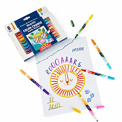 Crayola Color Change Doodle Markers Chisel Marker Point - Multicolor Ink - 8 / Pack (588315)