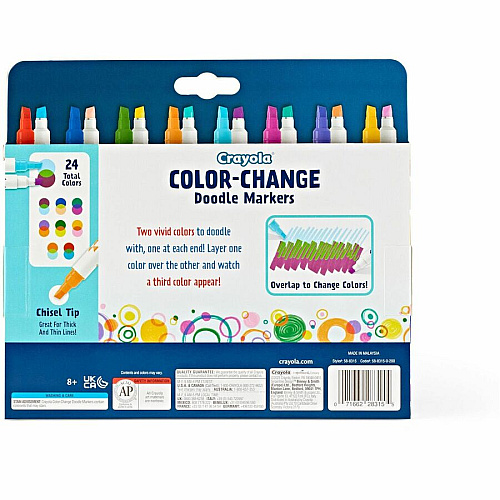 Crayola Color Change Doodle Markers Chisel Marker Point - Multicolor Ink - 8 / Pack (588315)