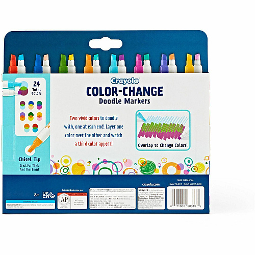Crayola Color Change Doodle Markers Chisel Marker Point - Multicolor Ink - 8 / Pack (588315)