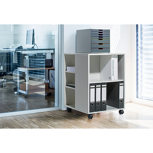 DURABLE Multifunction Trolley 6 Shelf - 132 lb Capacity - 4 Casters - Wood - 20.79" Width x 23.31" Depth x 29.45" Height - Gray - 1 Each (311310)