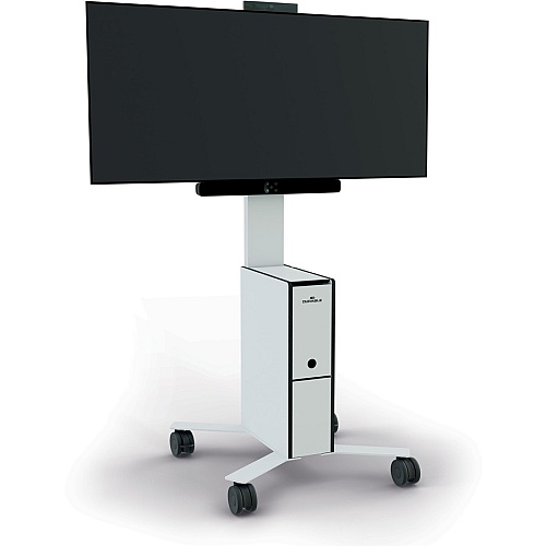 DURABLE COWORKSATION Mobile TV Cart 3 Shelf - 39.68 lb Capacity - 4 Casters - High Density Fiberboard (HDF) - 22.52" Width x 22.60" Depth x 50.87" Height - Aluminum Frame - White - 1 Each (370202)