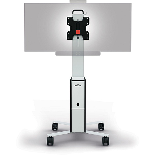 DURABLE COWORKSATION Mobile TV Cart 3 Shelf - 39.68 lb Capacity - 4 Casters - High Density Fiberboard (HDF) - 22.52" Width x 22.60" Depth x 50.87" Height - Aluminum Frame - White - 1 Each (370202)