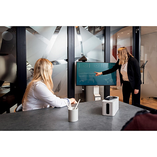 DURABLE COWORKSATION Mobile TV Cart 3 Shelf - 39.68 lb Capacity - 4 Casters - High Density Fiberboard (HDF) - 22.52" Width x 22.60" Depth x 50.87" Height - Aluminum Frame - White - 1 Each (370202)