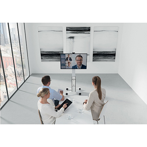 DURABLE COWORKSATION Mobile TV Cart 3 Shelf - 39.68 lb Capacity - 4 Casters - High Density Fiberboard (HDF) - 22.52" Width x 22.60" Depth x 50.87" Height - Aluminum Frame - White - 1 Each (370202)