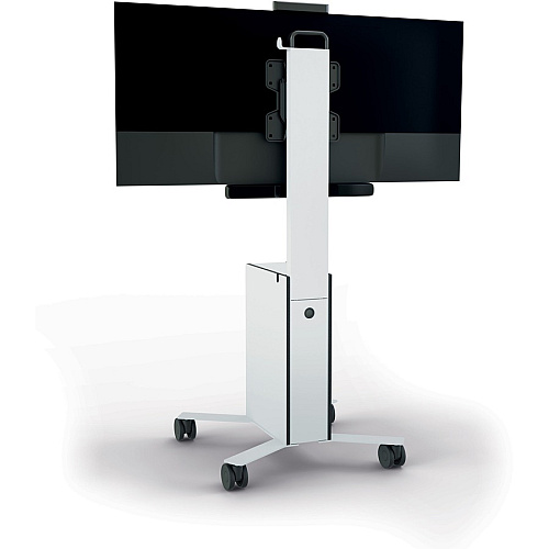 DURABLE COWORKSATION Mobile TV Cart 3 Shelf - 39.68 lb Capacity - 4 Casters - High Density Fiberboard (HDF) - 22.52" Width x 22.60" Depth x 50.87" Height - Aluminum Frame - White - 1 Each (370202)