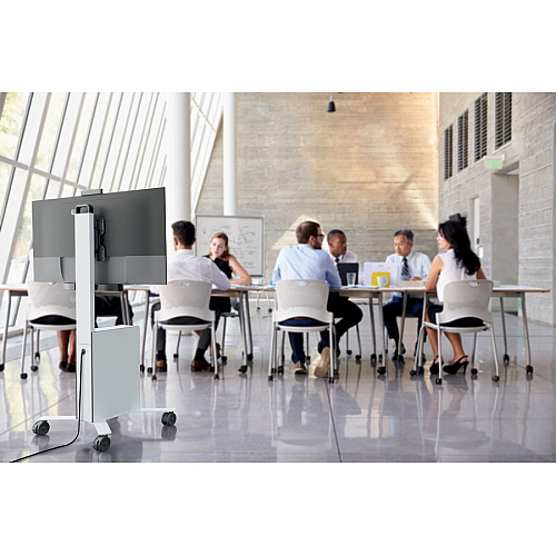 DURABLE COWORKSATION Mobile TV Cart 3 Shelf - 39.68 lb Capacity - 4 Casters - High Density Fiberboard (HDF) - 22.52" Width x 22.60" Depth x 50.87" Height - Aluminum Frame - White - 1 Each (370202)