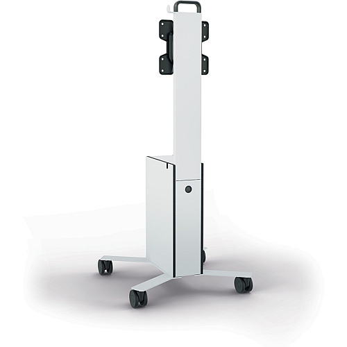 DURABLE COWORKSATION Mobile TV Cart 3 Shelf - 39.68 lb Capacity - 4 Casters - High Density Fiberboard (HDF) - 22.52" Width x 22.60" Depth x 50.87" Height - Aluminum Frame - White - 1 Each (370202)
