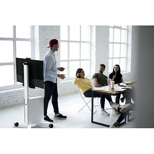 DURABLE COWORKSATION Mobile TV Cart 3 Shelf - 39.68 lb Capacity - 4 Casters - High Density Fiberboard (HDF) - 22.52" Width x 22.60" Depth x 50.87" Height - Aluminum Frame - White - 1 Each (370202)