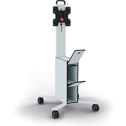 DURABLE COWORKSATION Mobile TV Cart 3 Shelf - 39.68 lb Capacity - 4 Casters - High Density Fiberboard (HDF) - 22.52" Width x 22.60" Depth x 50.87" Height - Aluminum Frame - White - 1 Each (370202)