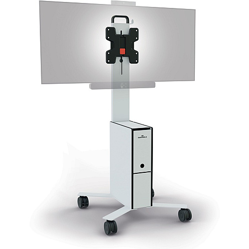 DURABLE COWORKSATION Mobile TV Cart 3 Shelf - 39.68 lb Capacity - 4 Casters - High Density Fiberboard (HDF) - 22.52" Width x 22.60" Depth x 50.87" Height - Aluminum Frame - White - 1 Each (370202)