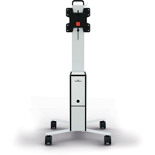 DURABLE COWORKSATION Mobile TV Cart 3 Shelf - 39.68 lb Capacity - 4 Casters - High Density Fiberboard (HDF) - 22.52" Width x 22.60" Depth x 50.87" Height - Aluminum Frame - White - 1 Each (370202)
