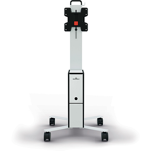 DURABLE COWORKSATION Mobile TV Cart 3 Shelf - 39.68 lb Capacity - 4 Casters - High Density Fiberboard (HDF) - 22.52" Width x 22.60" Depth x 50.87" Height - Aluminum Frame - White - 1 Each (370202)