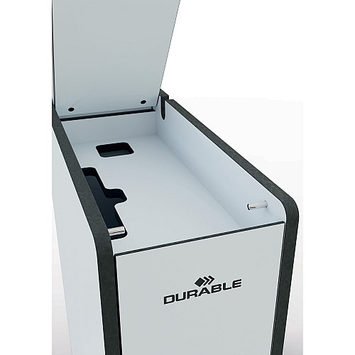 DURABLE COWORKSATION Mobile TV Cart 3 Shelf - 39.68 lb Capacity - 4 Casters - High Density Fiberboard (HDF) - 22.52" Width x 22.60" Depth x 50.87" Height - Aluminum Frame - White - 1 Each (370202)
