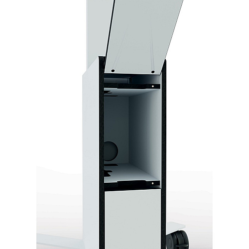 DURABLE COWORKSATION Mobile TV Cart 3 Shelf - 39.68 lb Capacity - 4 Casters - High Density Fiberboard (HDF) - 22.52" Width x 22.60" Depth x 50.87" Height - Aluminum Frame - White - 1 Each (370202)