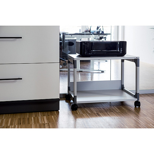 DURABLE System 48 Multifunction Trolley 2 Shelf - 4 Casters - Plastic, Steel, Melamine Faced Chipboard (MFC) - 23.62" Width x 17.01" Depth x 18.78" Height - Metal Frame - Gray - 1 Each (371010)