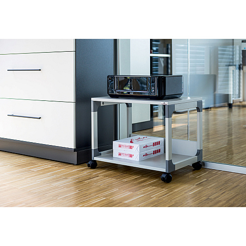 DURABLE System 48 Multifunction Trolley 2 Shelf - 4 Casters - Plastic, Steel, Melamine Faced Chipboard (MFC) - 23.62" Width x 17.01" Depth x 18.78" Height - Metal Frame - Gray - 1 Each (371010)