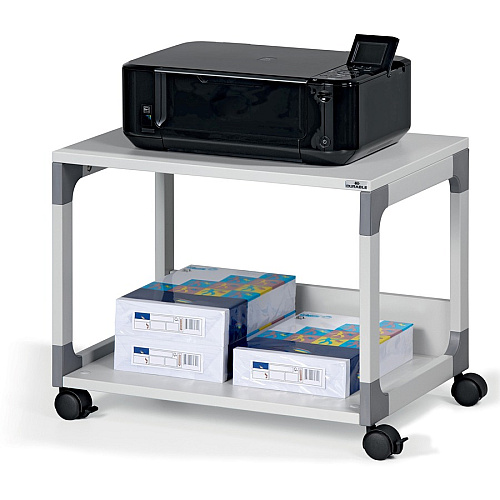DURABLE System 48 Multifunction Trolley 2 Shelf - 4 Casters - Plastic, Steel, Melamine Faced Chipboard (MFC) - 23.62" Width x 17.01" Depth x 18.78" Height - Metal Frame - Gray - 1 Each (371010)
