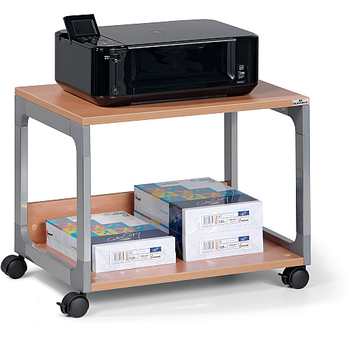 DURABLE System 48 Multifunction Trolley 2 Shelf - 4 Casters - Metal, Steel, Melamine, Hardboard, Fiberglass, Plastic - 3.60" Width x 17" Depth x 18.80" Height - Silver, Beech - 1 Each (3710124)