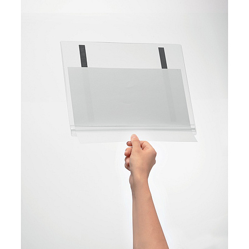 DURABLE Water-Resistant Magnetic Document Pockets 9.72" Holding Width x 12.80" Holding Height - Water Resistant, Adhesive Backing, Magnetic Strip, Residue-free, UV Resistant, Heat Resistant, Anti-glare, Anti-reflective - Plastic - Transparent - 5 (501819)