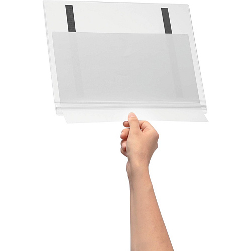 DURABLE Water-Resistant Magnetic Document Pockets 13.19" Holding Width x 17.52" Holding Height - Water Resistant, Adhesive Backing, Magnetic Strip, Residue-free, UV Resistant, Heat Resistant, Anti-glare, Anti-reflective - Plastic - Transparent -  (501919)