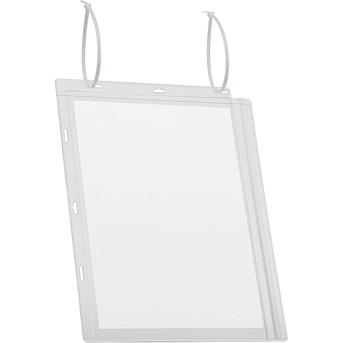 DURABLE Water-Resistant Document Pockets with Ties 10.31" Holding Width x 13.39" Holding Height - Water Resistant, Residue-free, UV Resistant, Heat Resistant, Anti-glare, Anti-reflective, Reusable - Plastic - Transparent - 5 / Pack (502719)