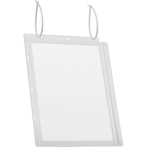 DURABLE Water-Resistant Document Pockets with Ties 10.31" Holding Width x 13.39" Holding Height - Water Resistant, Residue-free, UV Resistant, Heat Resistant, Anti-glare, Anti-reflective, Reusable - Plastic - Transparent - 5 / Pack (502719)