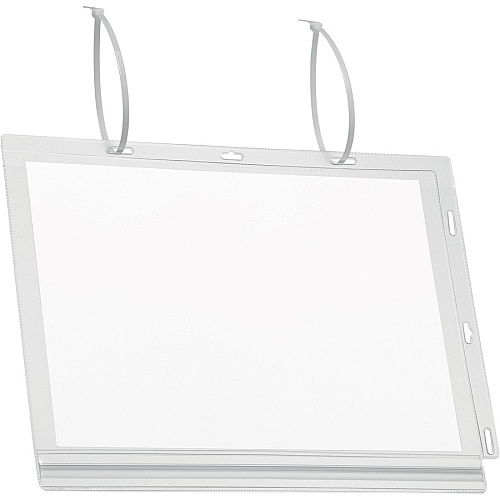 DURABLE Water-Resistant Document Pockets with Ties 10.31" Holding Width x 13.39" Holding Height - Water Resistant, Residue-free, UV Resistant, Heat Resistant, Anti-glare, Anti-reflective, Reusable - Plastic - Transparent - 5 / Pack (502719)